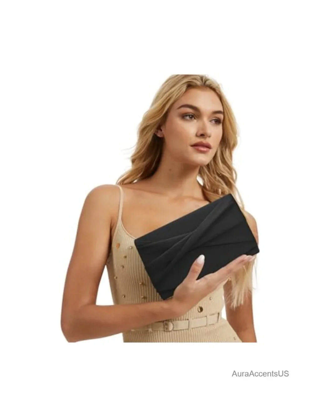 Satin Clutch Purse with Flap Closure for Wedding Evening Party